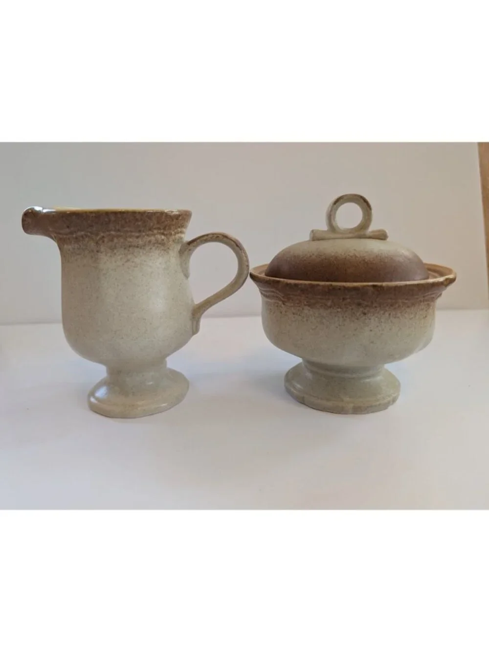 Vintage Mikasa Whole Wheat E8000 Stoneware Sugar & Creamer Set Coffee & Tea